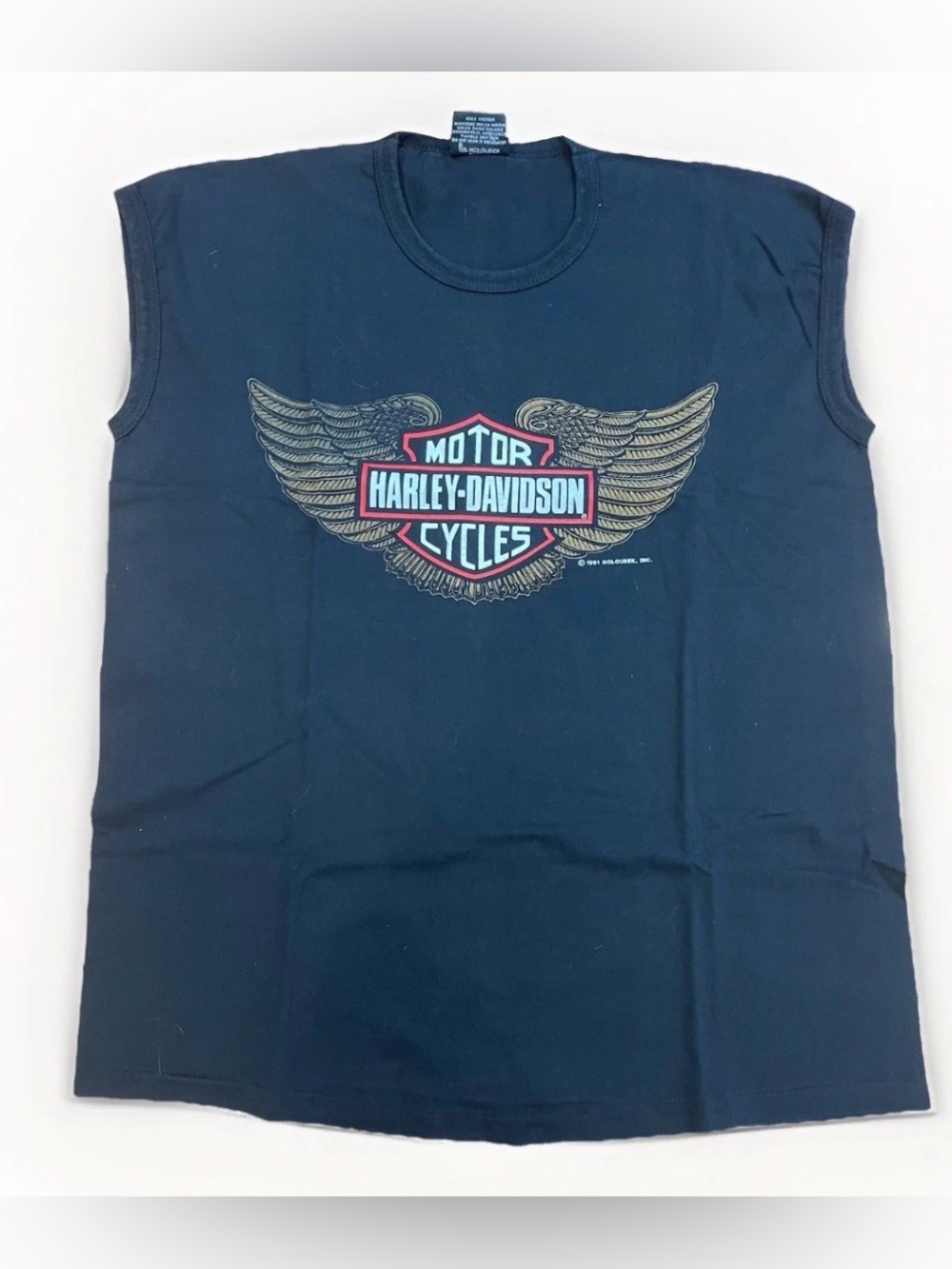Vintage 1991 Harley Davidson Muscle Shirt Holoubek Large Vancouver Tank Top 90s